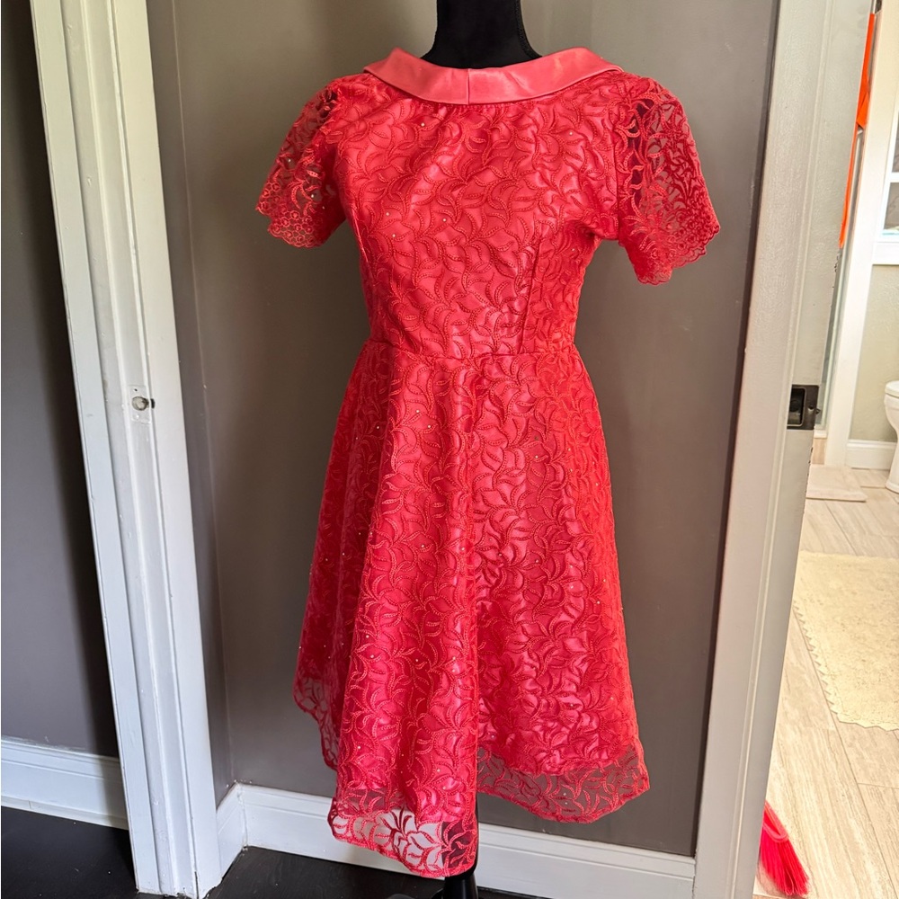 Elegant custom coral Lace Dress